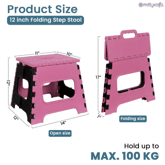 12 Inches Super Strong Folding Step Stool for Adults & Kids – Portable, Durable & Safe