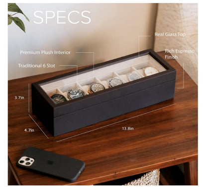 Premium finish Wood Watch Box Organizer with Glass Display