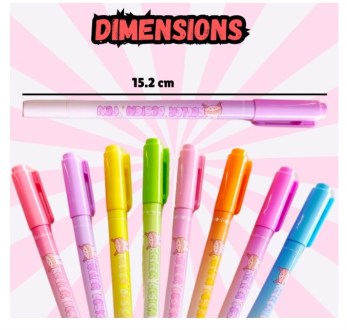 Linear Roller Color Pens Highlighters with 6 Different Curve Shapes (Set of 6)