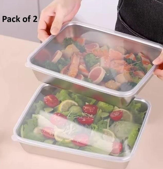 Premium Non Stick Baking Pan Food Storage Box with Cover Pack of 2