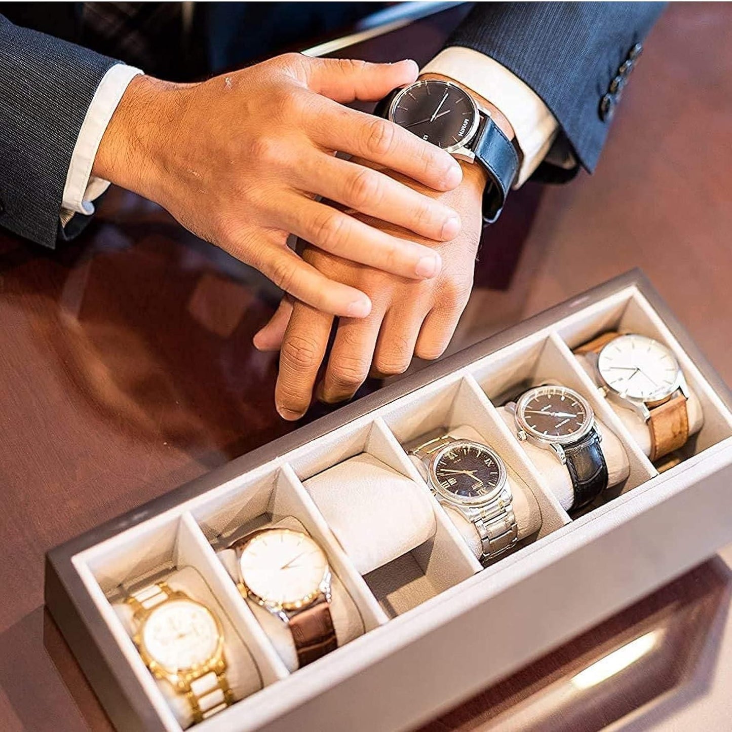 Premium finish Wood Watch Box Organizer with Glass Display