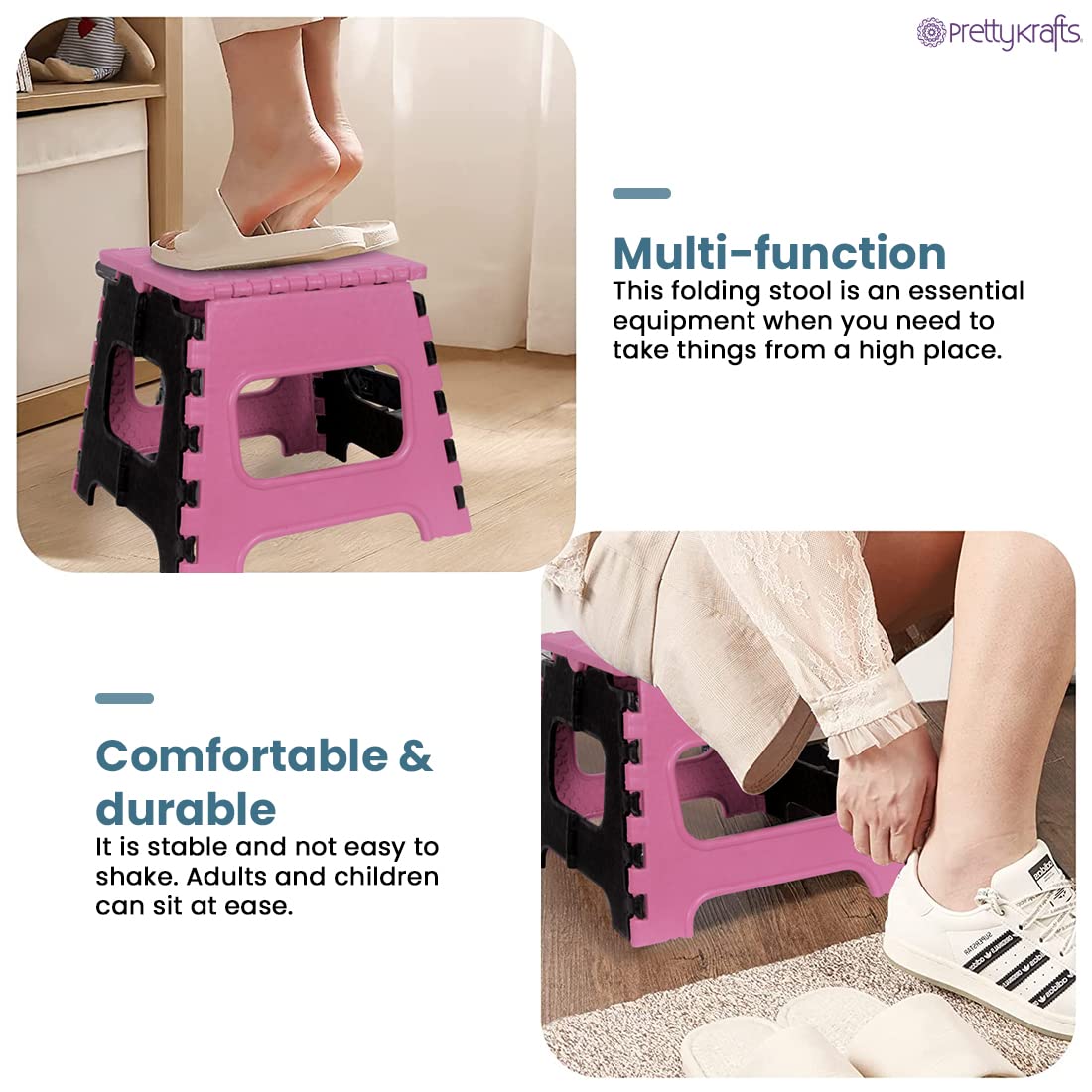 12 Inches Super Strong Folding Step Stool for Adults & Kids – Portable, Durable & Safe
