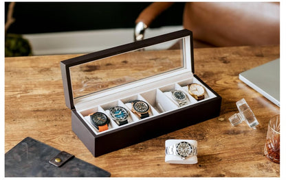 Premium finish Wood Watch Box Organizer with Glass Display