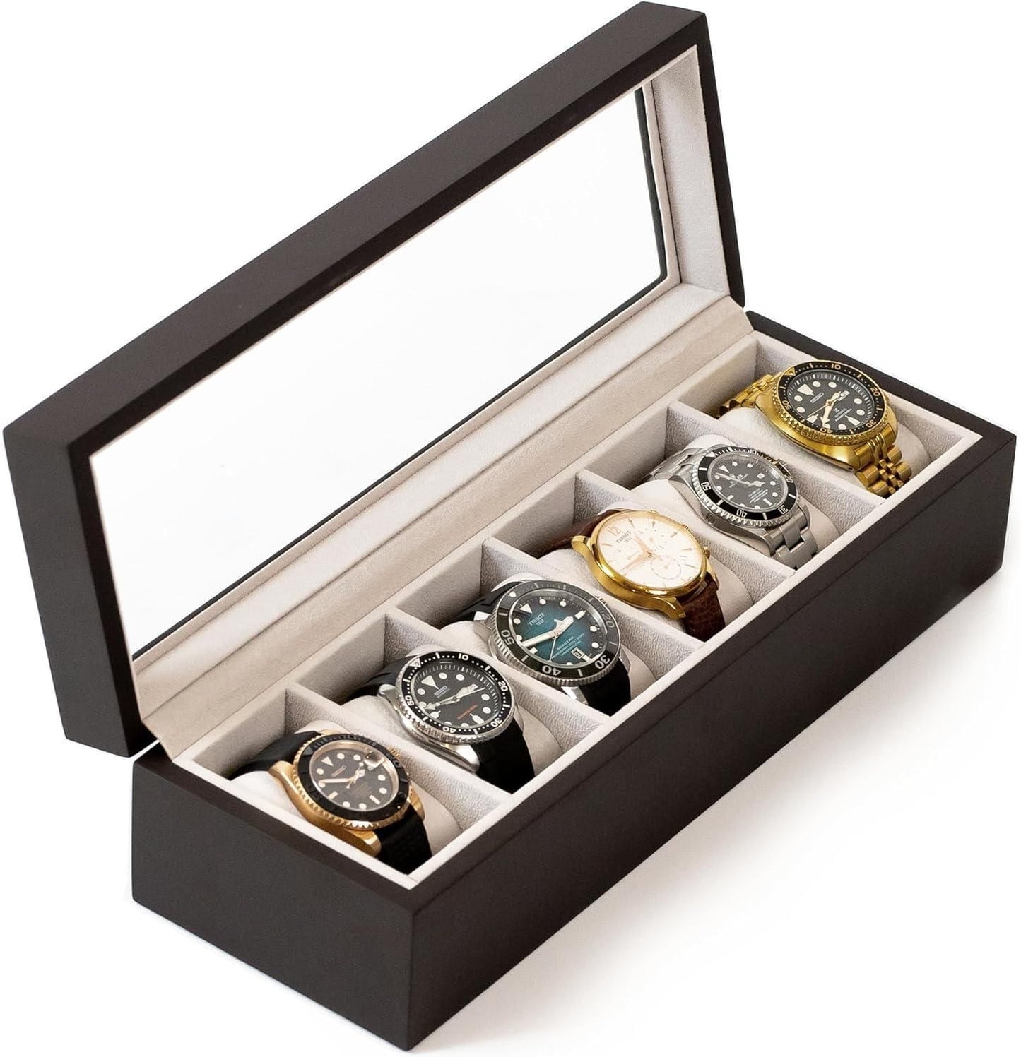 Premium finish Wood Watch Box Organizer with Glass Display